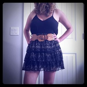 Gorgeous Black and tan ruffle skirt with belt